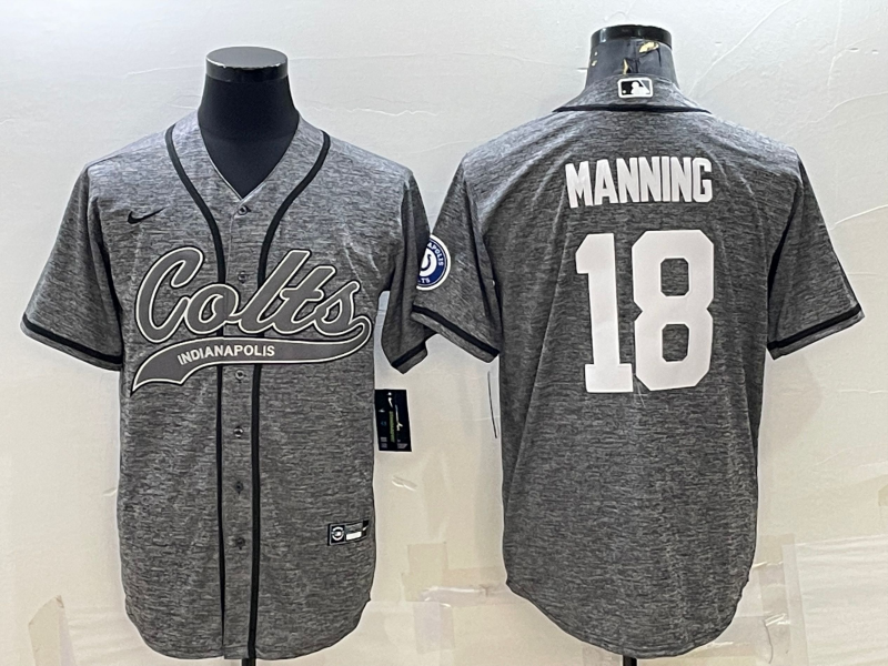 Men's Indianapolis Colts Peyton Manning #18 Gray Jersey Joint Edition